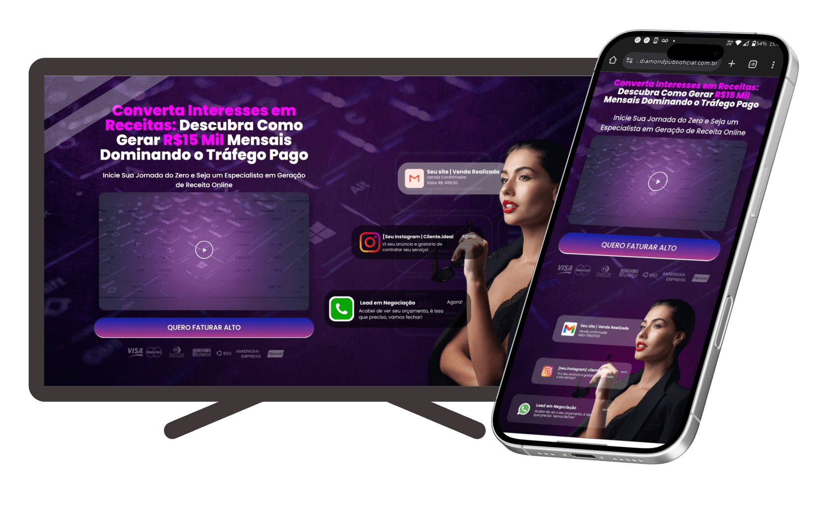 Landing page profissional e otimizada para conversões, projetada para capturar leads e aumentar vendas com design estratégico e CTA eficaz.